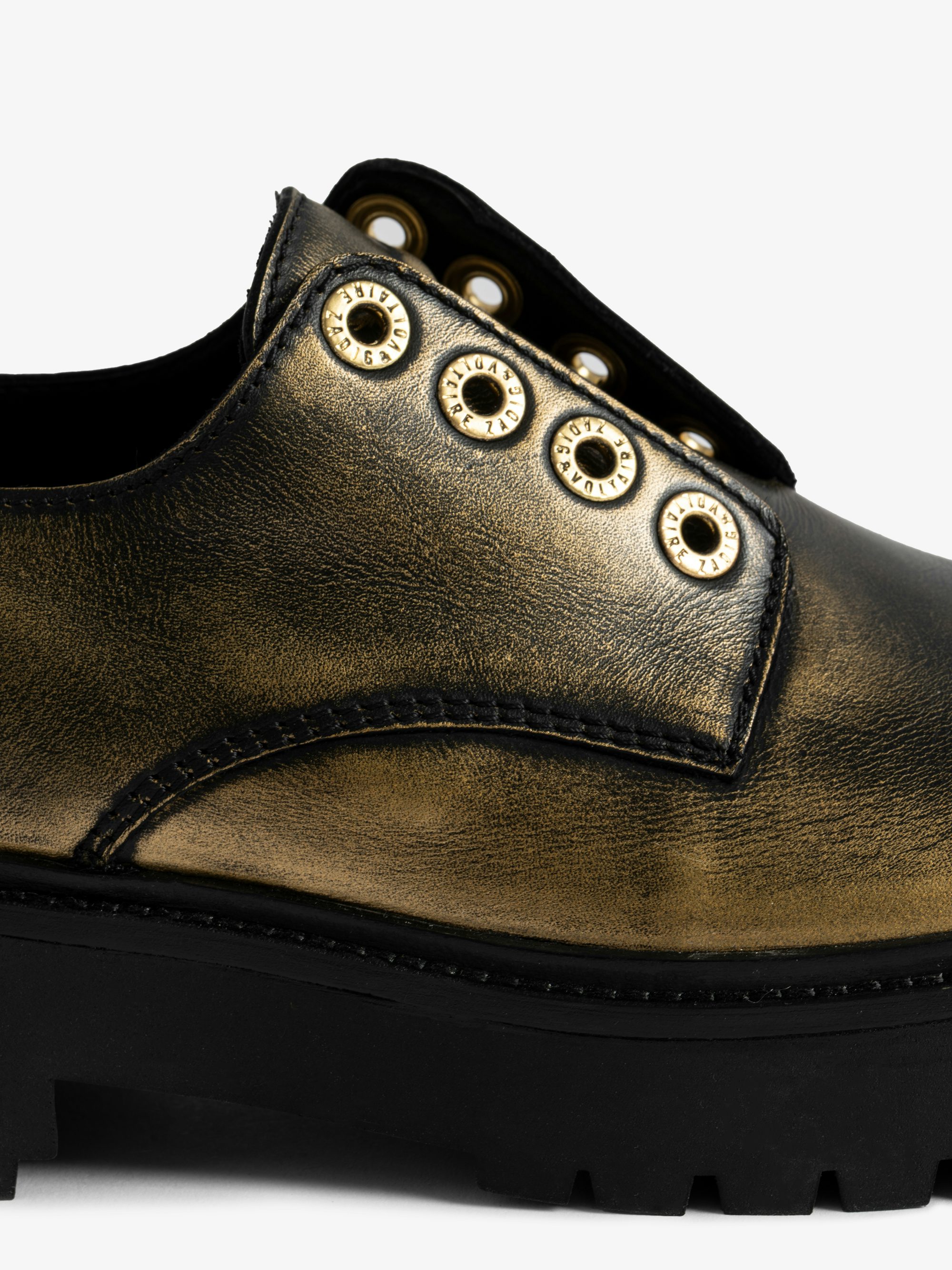 Joe Derby Shoe - Laceless Derby shoes in brush off leather.